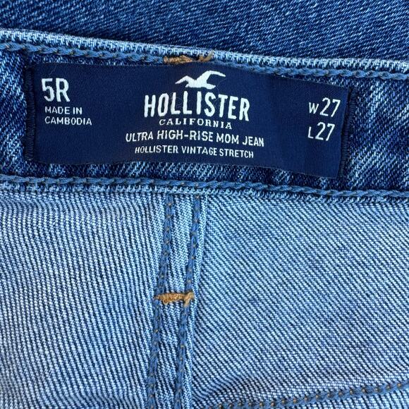 Hollister W27 L27 Ultra High Rise Ripped Distressed Mom Ankle Jeans - Picture 2 of 7